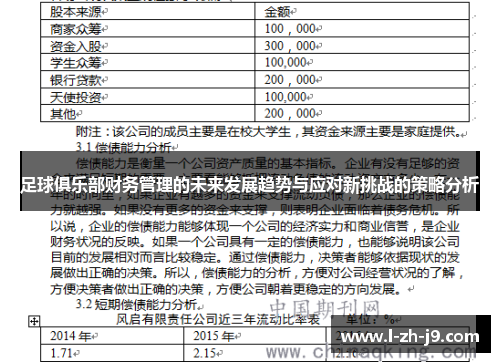 足球俱乐部财务管理的未来发展趋势与应对新挑战的策略分析