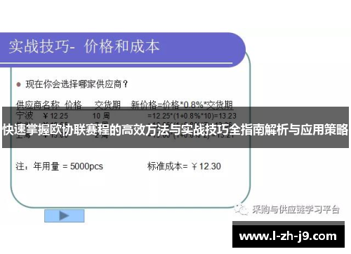 快速掌握欧协联赛程的高效方法与实战技巧全指南解析与应用策略 快速掌握欧协联赛程的高效方法与实战技巧全指南解析与应用策略